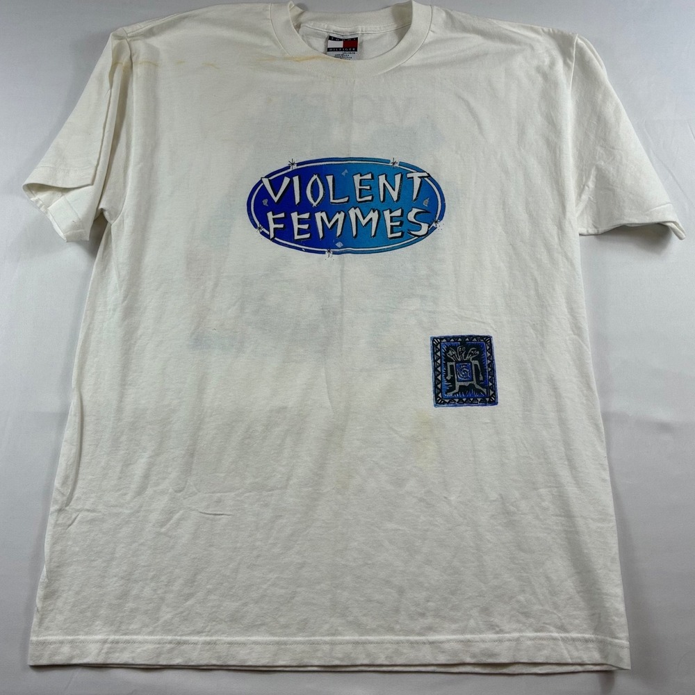 Tommy Hilfiger Violent Femmes Band T-Shirt XL White Vintage On Mes Tour USA Made